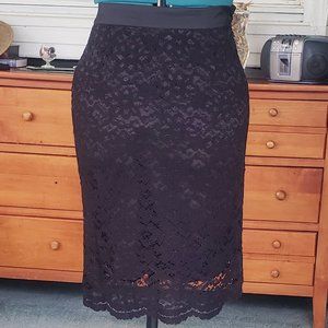 NWT Ann Taylor Loft petite black lace skirt